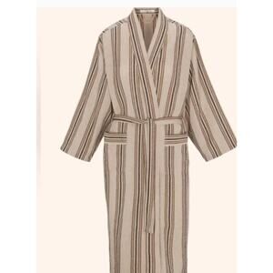 ODDBIRD Sz S M Emine Stripe Robe Duster Cotton Brown